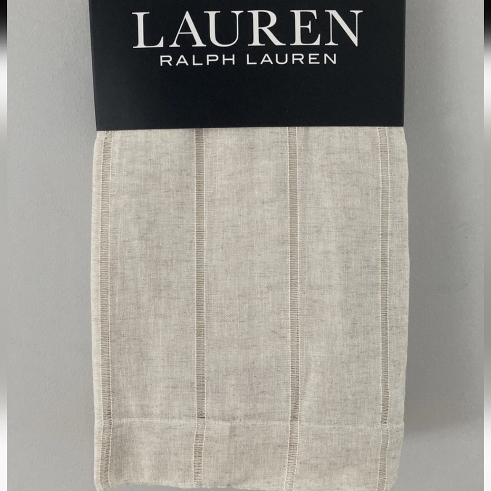 2 LAUREN Neutral Woven Linen Blend Back Tab Pocket Panel 54" 84"